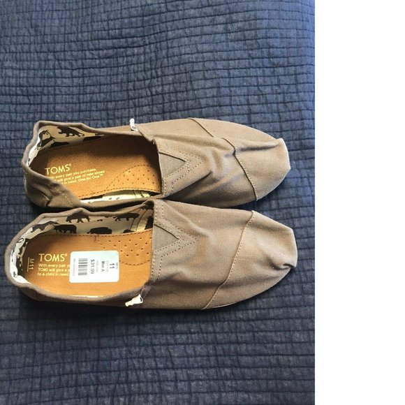 Toms Gray Classic Canvas Alpargatas Slip On Shoes - Picture 2 of 5